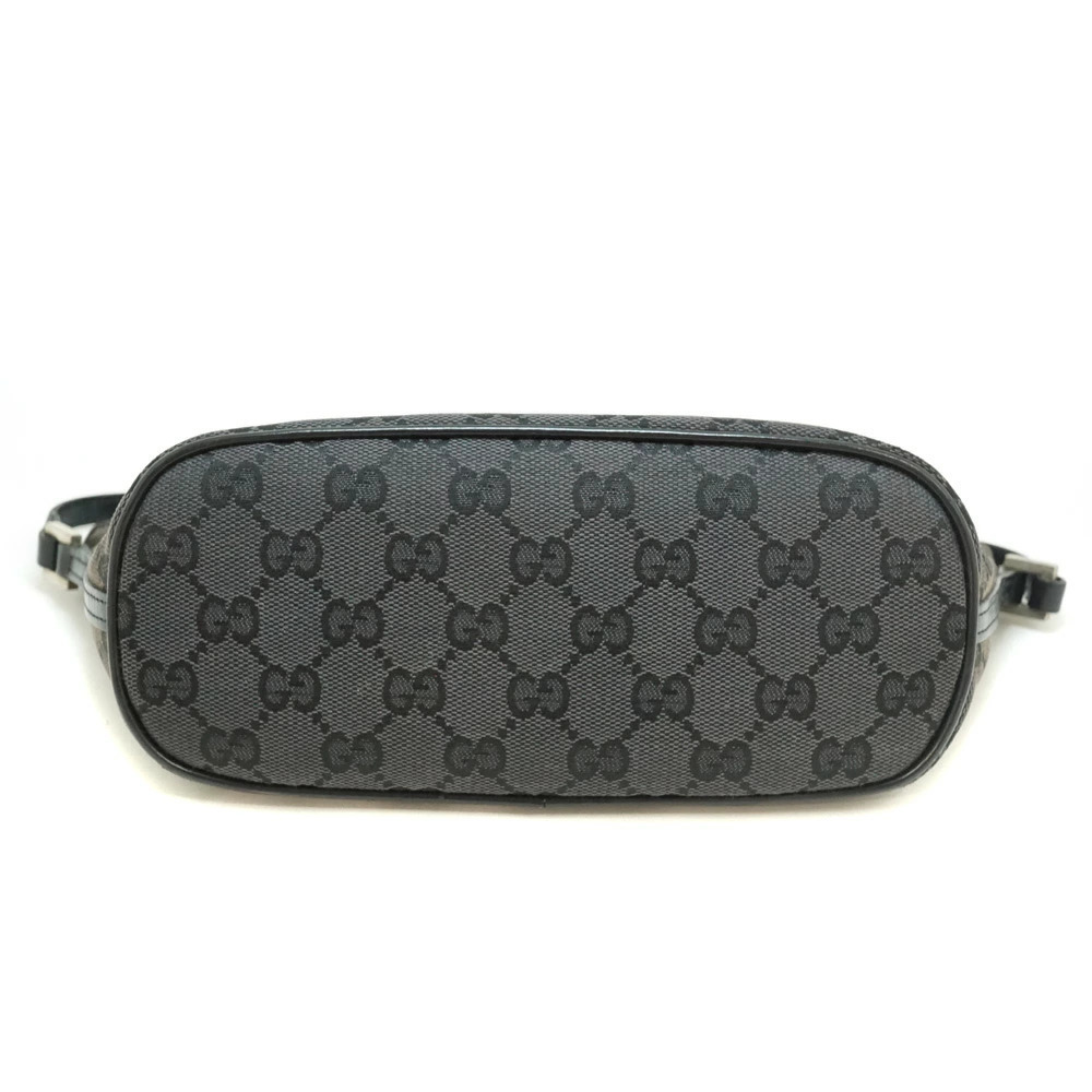 GUCCI Clutch GG Canvas Leather Black Gray Cosmetic Case Handbag - Picture 5 of 8